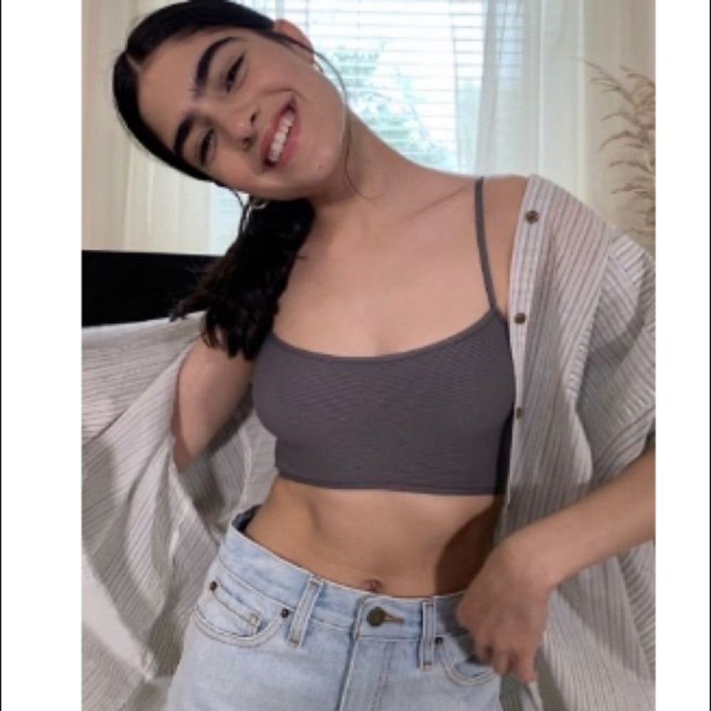 NWT Urban Outfitters Seamless Bra Top Crop M / L gray grey shirt bralette
